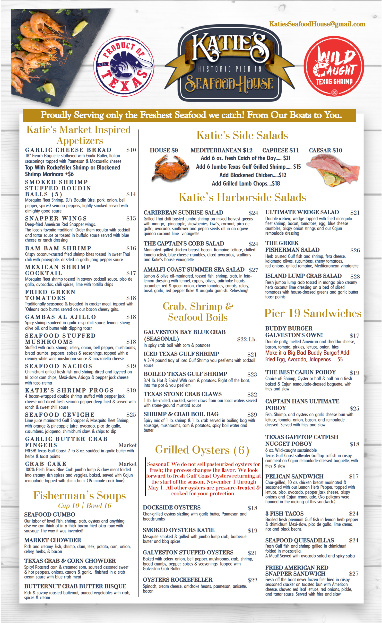 Summer 2026 Dinner Menu_page-1 Katie's Seafood House Dinner Menu